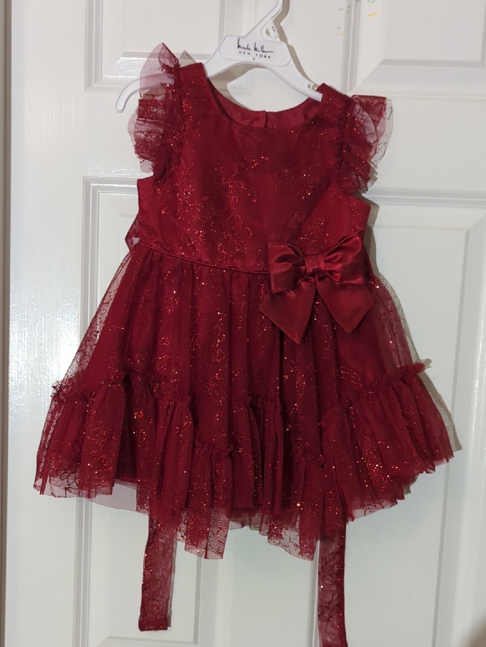 Jona Michelle 2T Burgundy Red Tulle Dress with Satin Bow